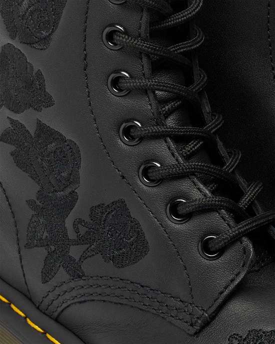 Botas Con Cordones Dr. Martens 1460 Vonda Mono Floral Mujer Negros MX-95048